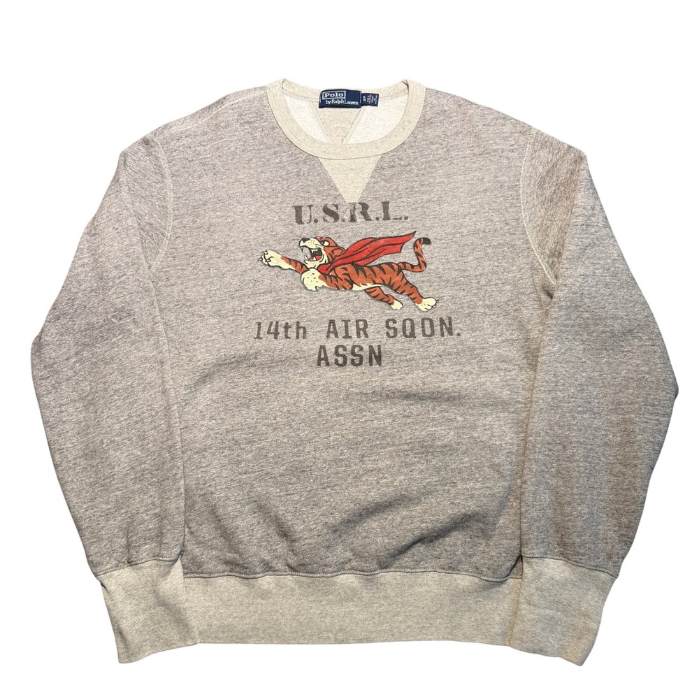 Polo Ralph Lauren Mens XL Grey 14th Air Sqdn Flying Tiger Sweatshirt